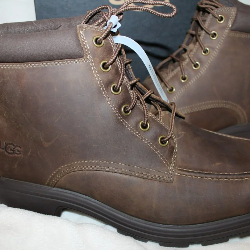 NIB UGG MEN'S LEATHER‎ WATERPROOF WORK WINTER BOOTS STOUT BROWNN 11.5